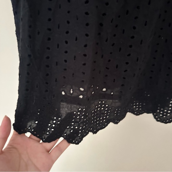 Mustard Seed Black Eyelet Vneck Mini Dress with Built-in Shorts - Picture 4 of 10